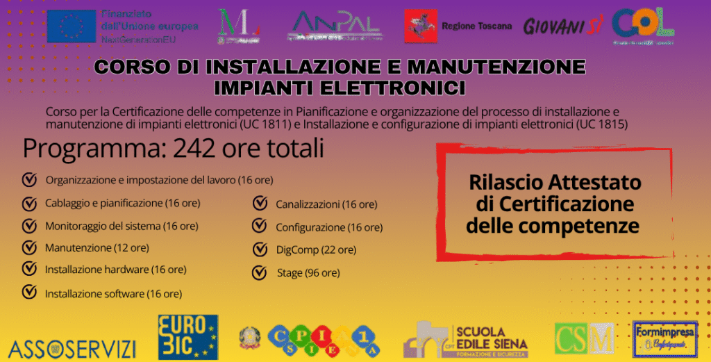 Corso installazione e manutenzione impianti elettronici